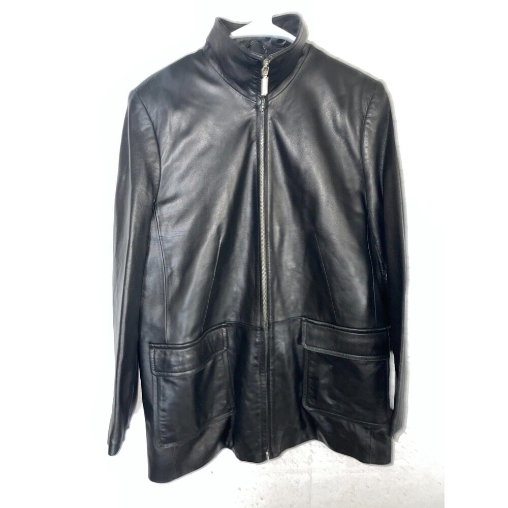 Vintage 90 Valerie Stevens Black New Zealand Lambskin Leather Jacket Zip sz M